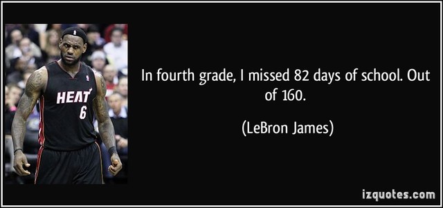 LeBron misses out on 82 of 160 days in fourth grade