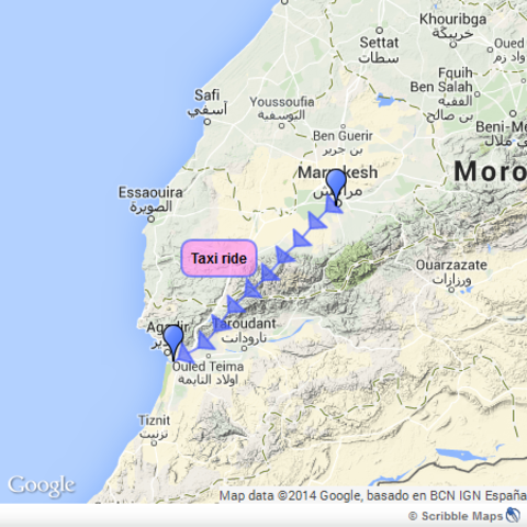 Taxi from Marrakech to Inezgane.