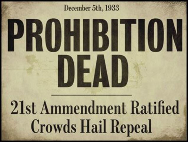 Prohibition ends in the United States