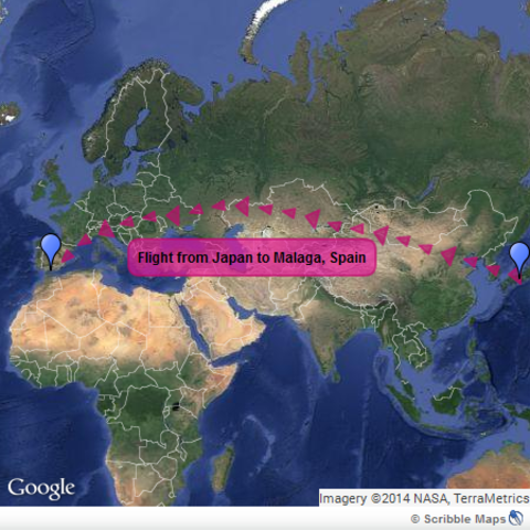 The teams flight from Osaka, Japan to  Istanbul to Malaga, Spain.