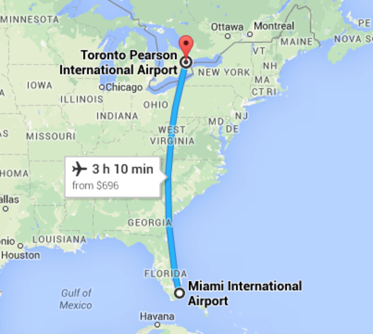 (1) Flight from Miami to Toronto
