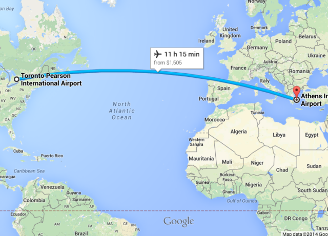 (8) Flight from Toronto to Athens