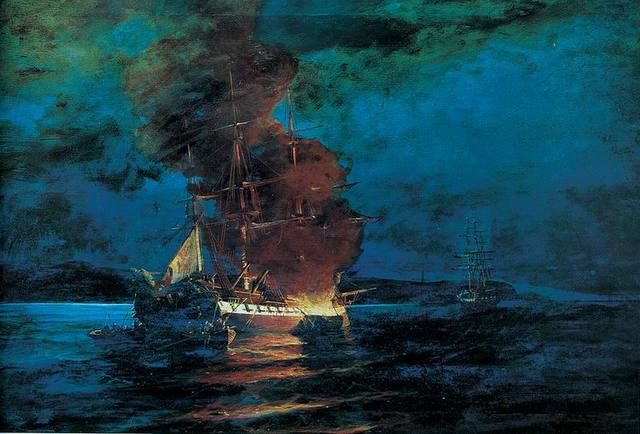 Ο Κανάρης πυρπολεί την τουρκική ναυαρχίδα