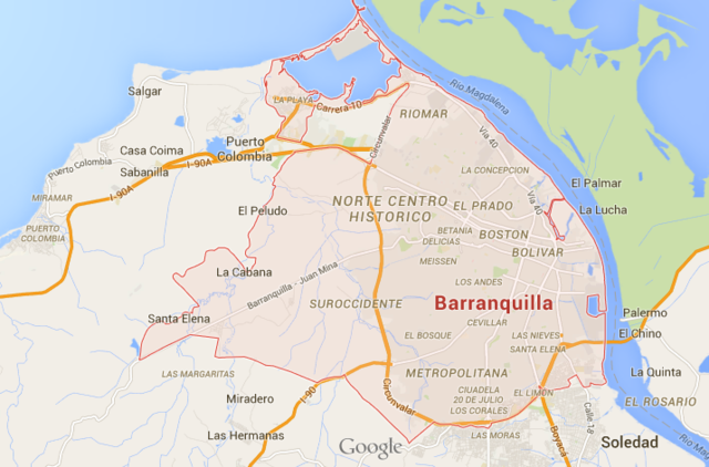 Large Scale Map of Barranquilla