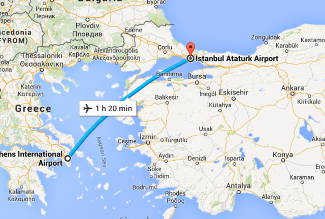 (12) Flight from Athens to Istanbul (Connecting Flight)