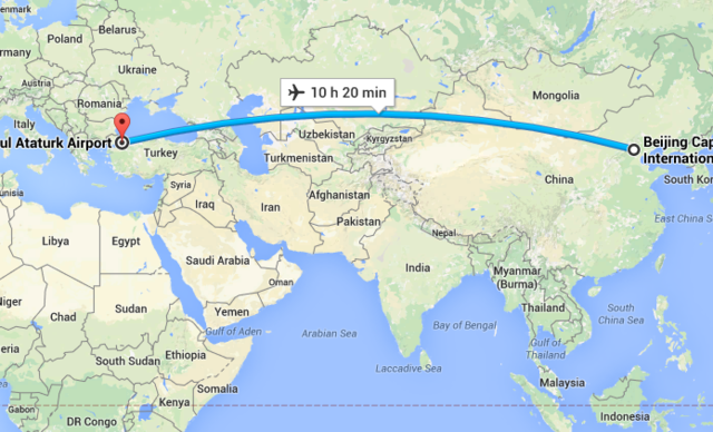 (20) Flight from Beijing to Istanbul (Connecting Flight)