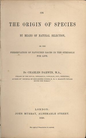 Darwin publishes "Origion of Species"