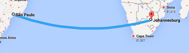 Flight from Sao Paulo to Johannesburg