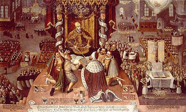 Peace of Augsburg ends religious war in Germany; Charles V abdicates (1555)