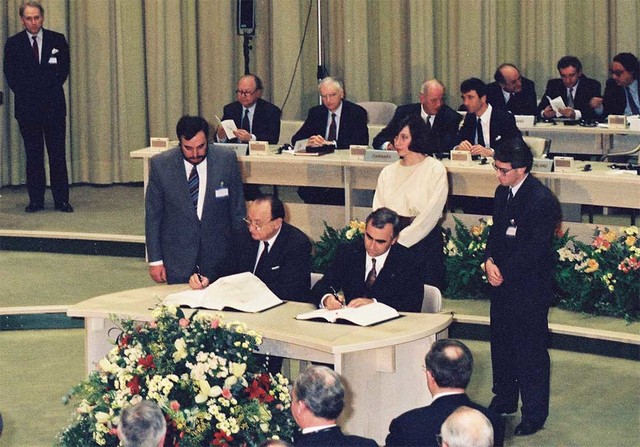 MAastricht Treaty creates European Union (EU)