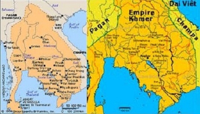 large/small scale map of Kmer Empire