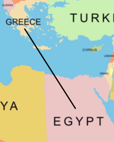 map route from Egypt to Greece