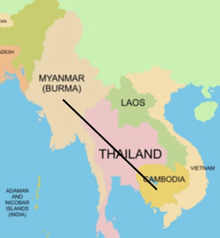 picture of map route from Miami to Cambodia