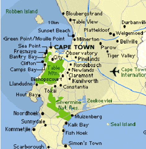 Small map of South Africa (cape town)