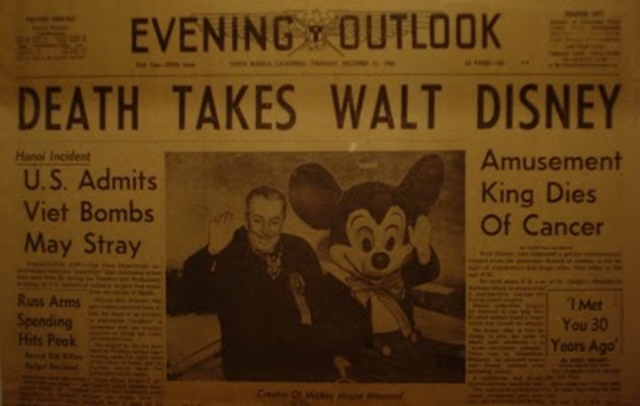 Walt Disney dies
