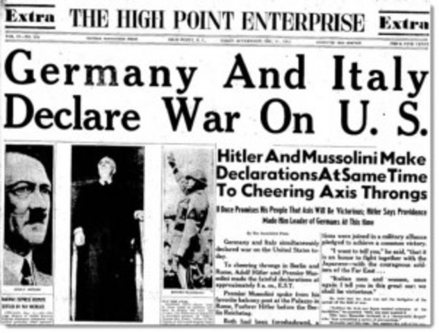 Nazi Germany declares war on the United States