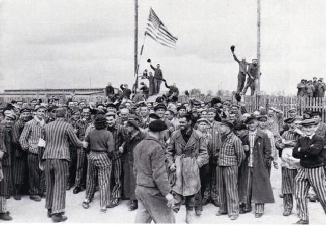 American forces liberate the Dachau concentration camp