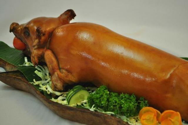 Challenge #3 EACH MEMBER OF THE TEAM WILL EAT HALF OF A LECHON