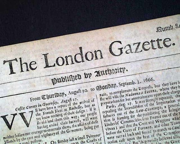 Newspapers are first published in London