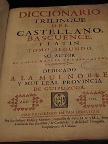 Larramendik “Diccionario Trilingüe del Castellano, Bascuence, Latin” argitaratu