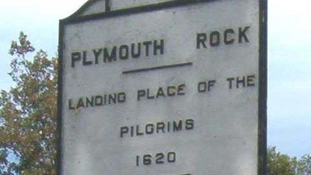 The Mayflower lands at Plymouth Rock, Massachusetts