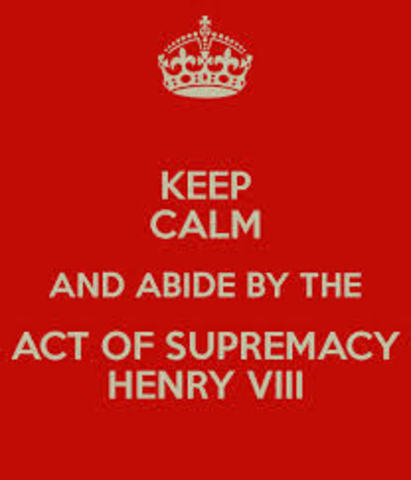 With the Supremacy Act, Henry VIII proclaims himself head of Church of England
