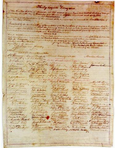 Thirteenth Amendment to abolish slavery