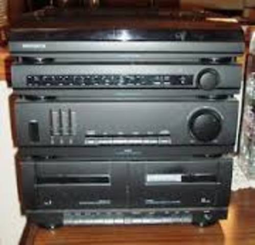 Stereo with record player, radio and dual cassette decks