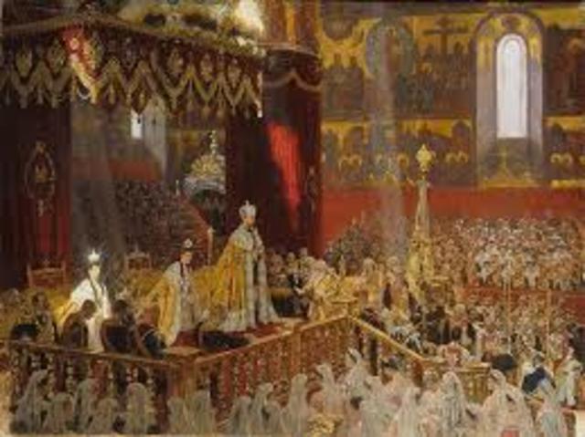 Nicolas ll is crowned Tsar of Russia