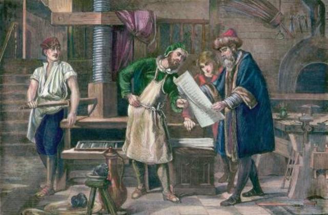 gutenberg prints the first bible