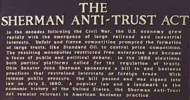 Sherman Anti Trust Act