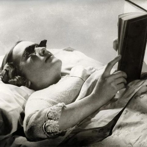 Glasses for reading in bed.