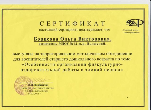 Сертефикат Борисовой О.В.