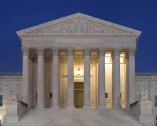 The Supreme Court rules that segregation in the schools is unconstitutional in the Brown v. Board of Education case, overturning the earlier ruling in the Plessy v. Ferguson case.