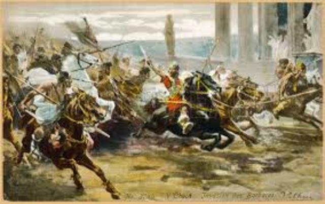 476 AD Odacer attacks Rome and overthrows the last Roman Emperor, Romulus Agustulus