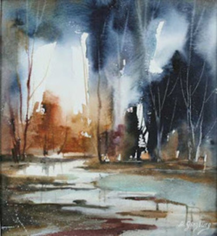 Use of Watercolors and ink washes began