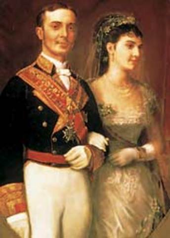 Matrimonio Alfonso XII y María de las M,ercedes.