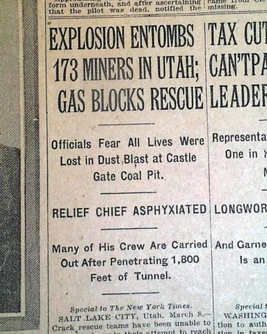 Coal mine explosion kills 171 at Castle Gate Utah