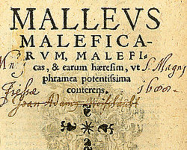 The Malleus Malificarum (The Hammer of the Witches) is published as an influential guidebook to identifying witches and bringing them to punishment.