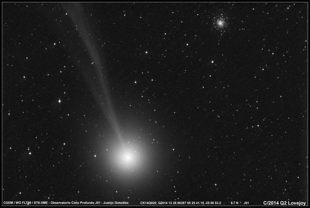 Комета C/2014 Q2 (Lovejoy) прошла на фоне звездного скопления М 79