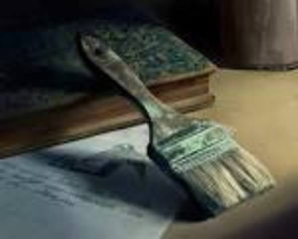 Liesel, Max, Hans and Rosa paint over the pages of Mein Kampf