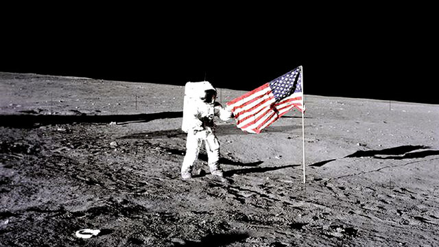 First American Astronauts Walk on the Moon