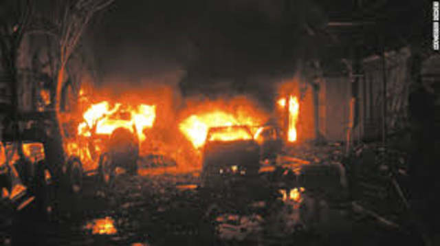 Bombs explode in Kuta Beach nightclub district of Bali in Indonesia, killing 202 people and wounding hundreds.