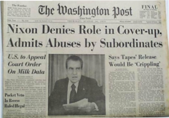 watergate scandal ( A cirsis in confidence Chapter 31, section 1 )