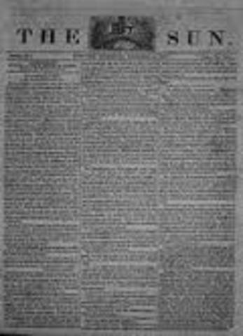 New York Sun begins publication; rise of the Penny Press