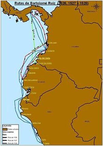 Bartolome Ruiz cruza las linea ecuatorial de Manabi