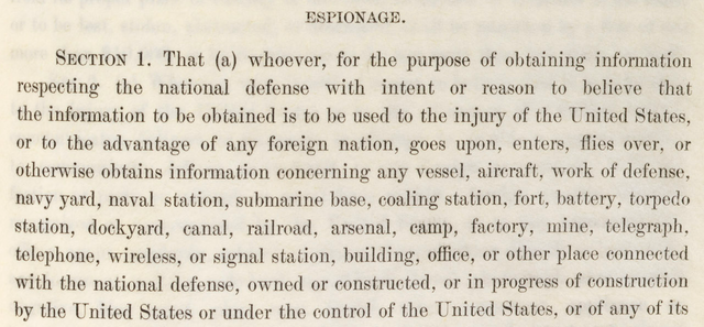 Espionage and Sedition Acts Passed by Congress