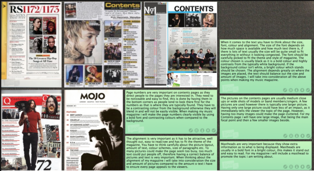 Contents page research.