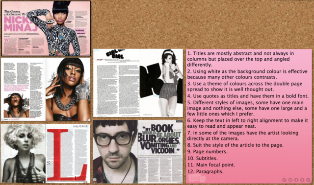 Double page spread checklist.