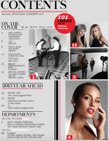 Constuction of contents page.